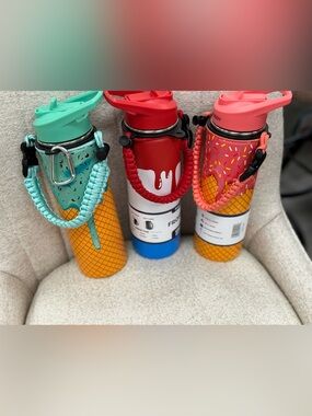 3 Frostbuddy Colorful Ice Cream Print Stainless Bottles- Blue Red Mint